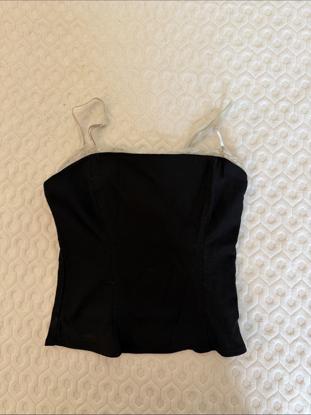 Black Strapless corset Top with white Straps